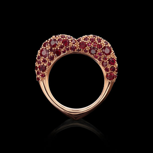 Open Heart Band with Rubies