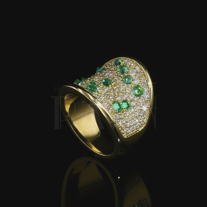 Emerald & Diamond Saddle Ring